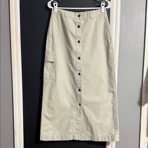 Cherokee Vintage 90s Tan Maxi Skirt Outdoor Safari Neutral Pockets Size: 10